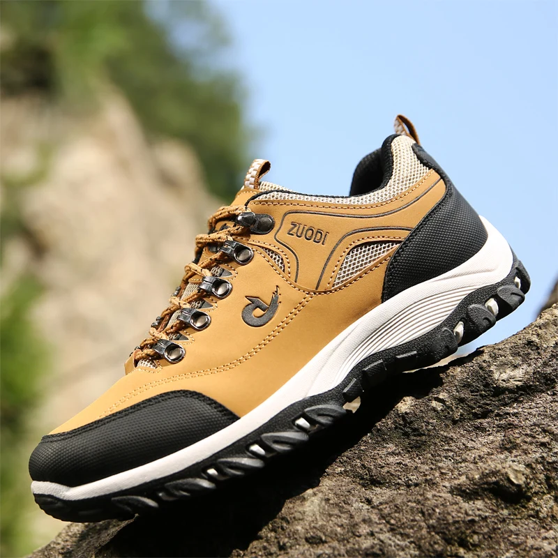 

HKDQ Classic Yellow Hiking Shoes Men Women Trekking Sneakers Large Size 36-48 Outdoor Non-Slip Climbing Shoes Man Walking Shoes