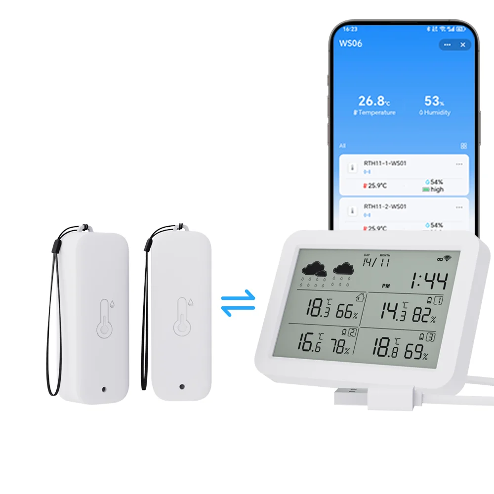 Stacja pogodowa Tuya WiFi RF433 Bezprzewodowy czujnik temperatury i wilgotności Cyfrowy wyświetlacz Termometr do użytku wewnątrz i na zewnątrz — zdjęcie produktu 7