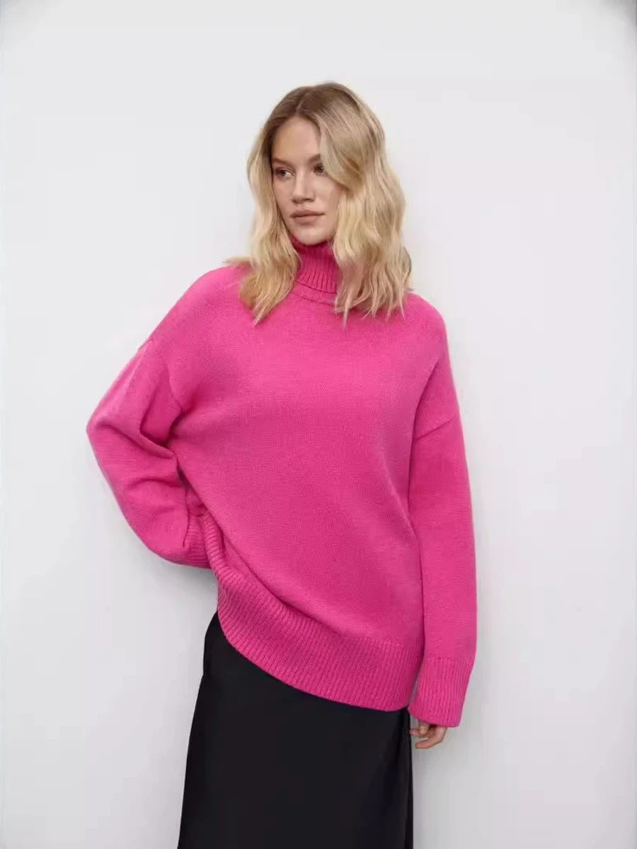 Bornladie donna Chic dolcevita maglione inverno spesso caldo Pullover Top Fashion oversize Casual allentato maglione lavorato a maglia femminile Pull