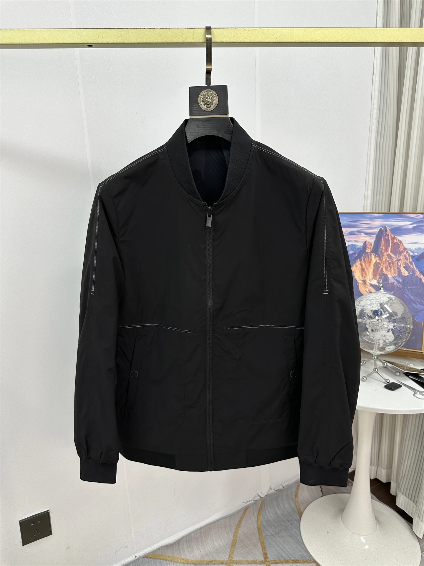 

Мужская повседневная двусторонняя куртка для города, приталенного кроя, из полиэстера, с длинными рукавами, укороченная, на молнии