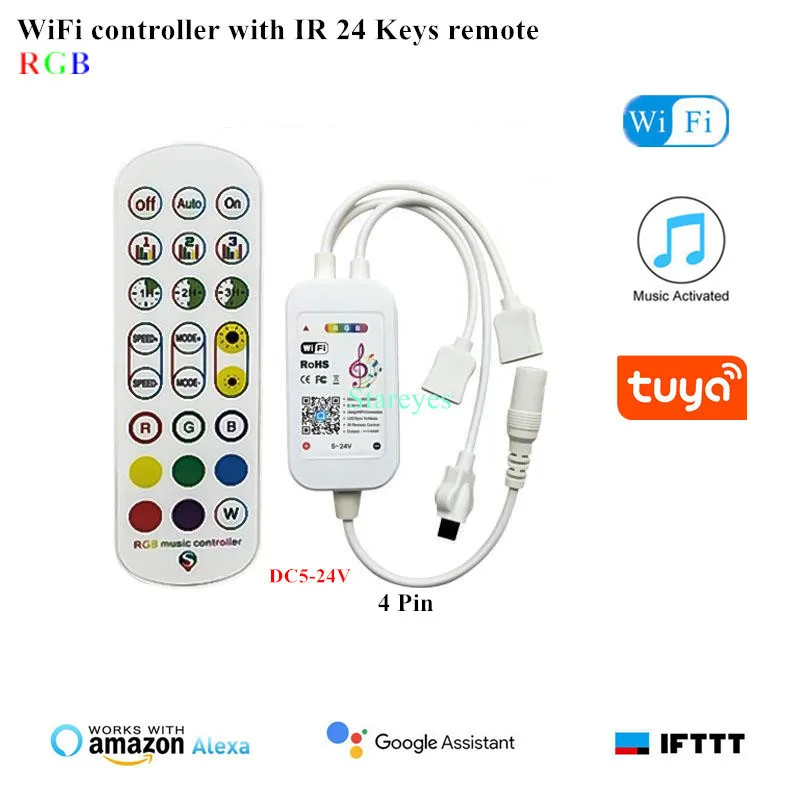 WiFi Wireless Magic Home Remote Controller DC12V 24V Single color Dimmer RGB RGBW RF Remote App Control For LED Strip