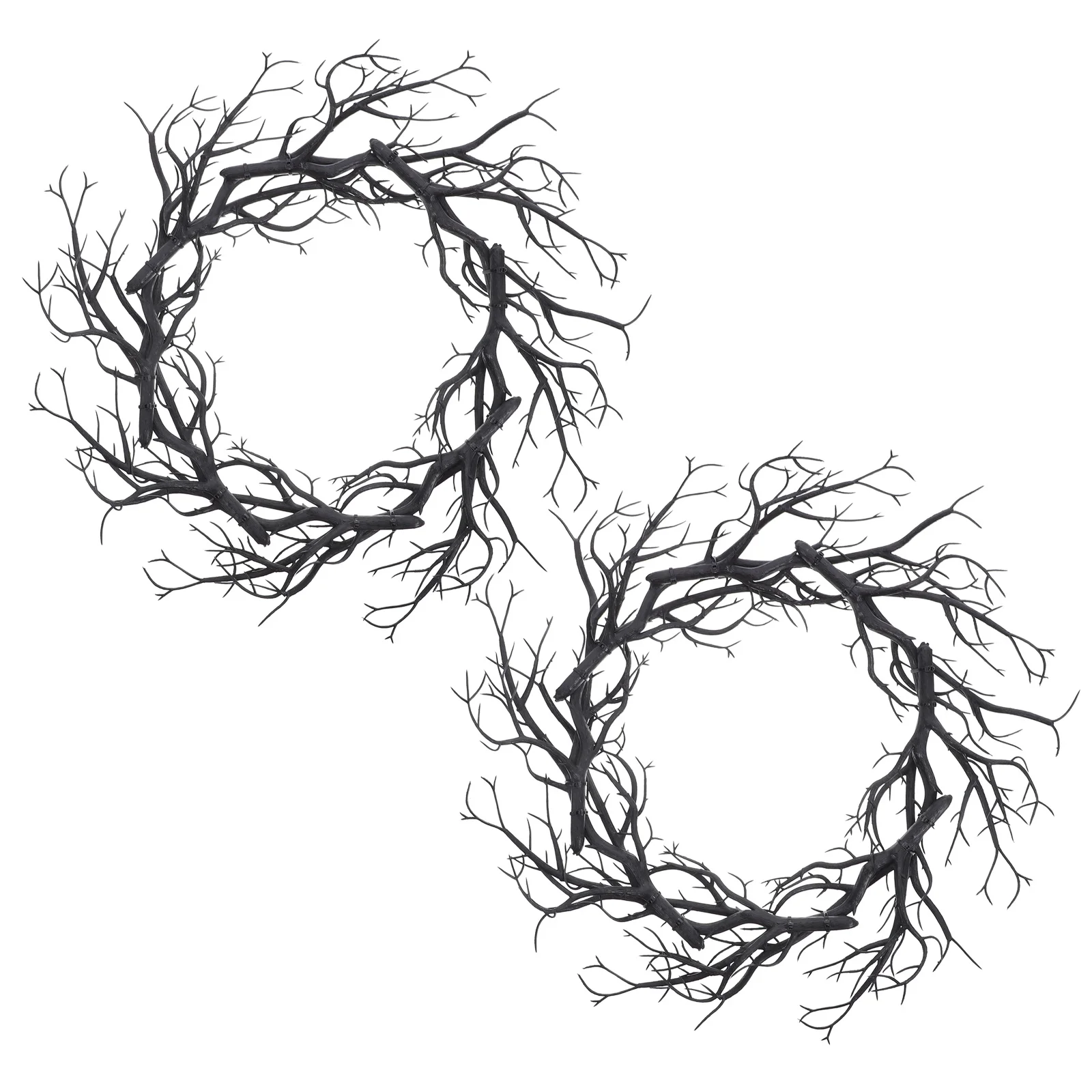 

2pcs Halloween Wreath Fake Twig Design Hanging Ornament For Front Door Indoor Outdoor Decor Haunted Party Supplies Spooky