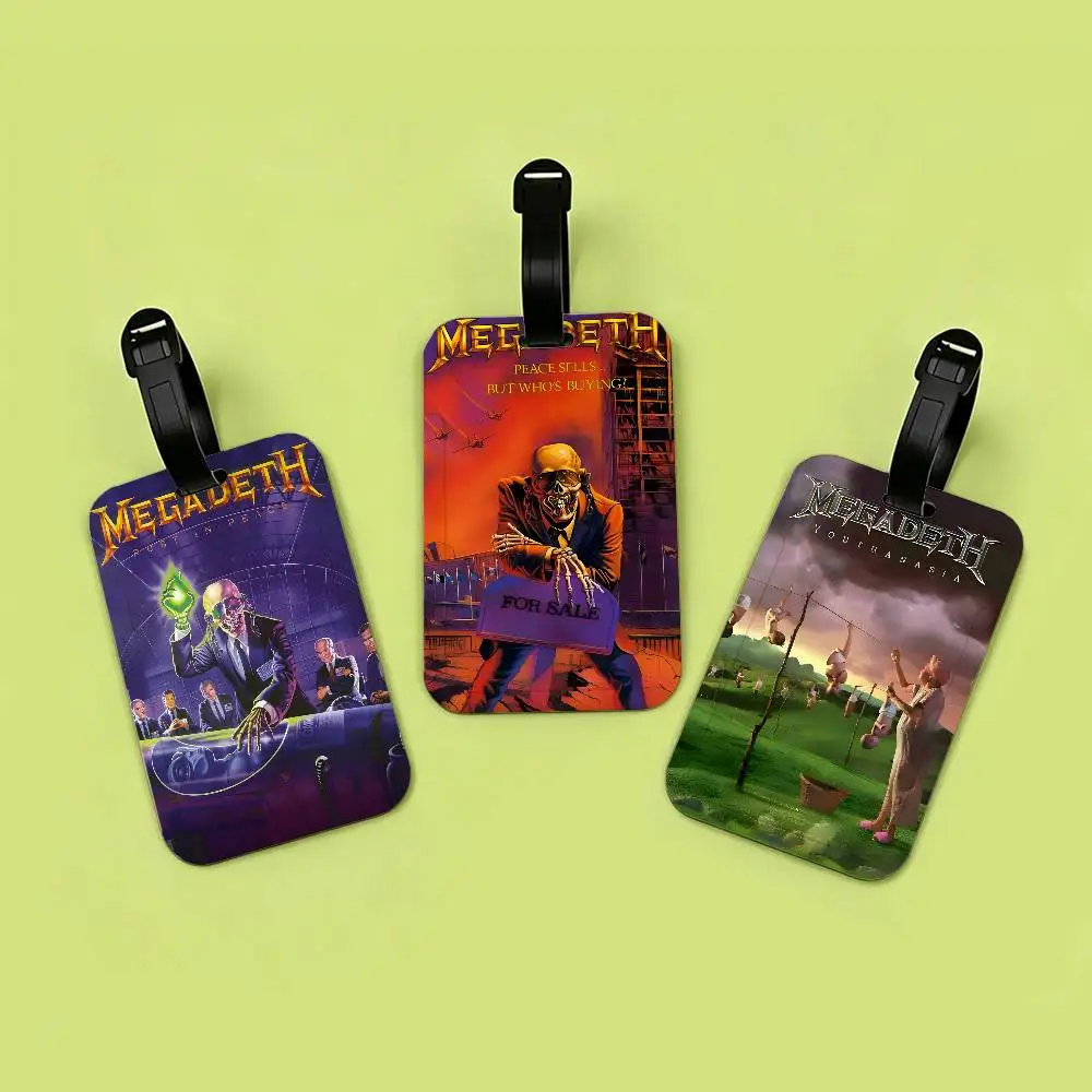 Classic Heavy Metal Rock Band Megadeths Album PVC Anti lost Luggage Identifier Tag Information Card Holder Travel Baggage Tag
