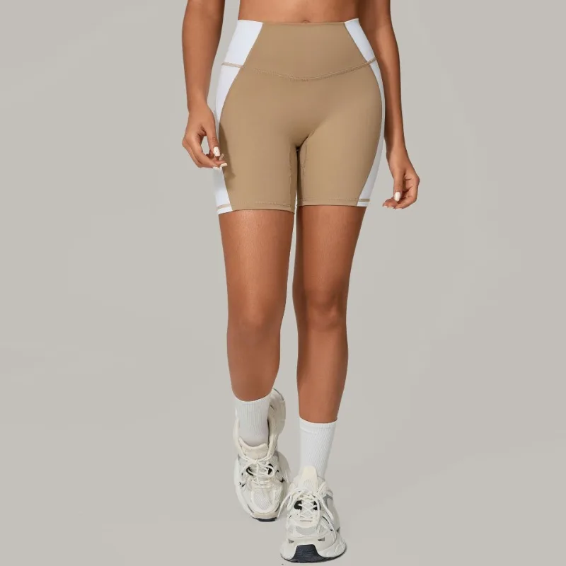 

Women's Color Block Yoga Shorts - High-Waisted Quick-Dry Booty Lifting Running Outdoor Fitness Workout Shorts