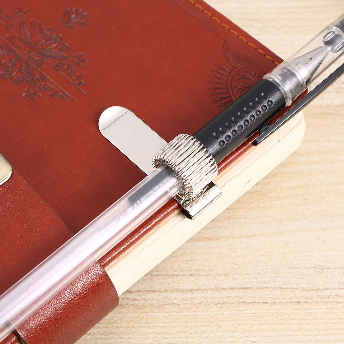 

12Pcs Elastic Stainless Steel Pen Holder Spring Clip for Notebook Journal Planner Hospital School Office Stationery