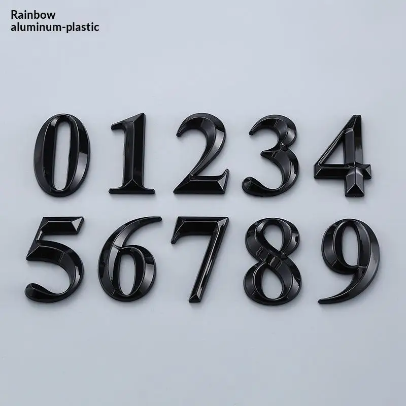 3D Plastic House Number Sticker Self Adhesive Black Digit Sign Waterproof Door Address Marker For Home Office Apartment
