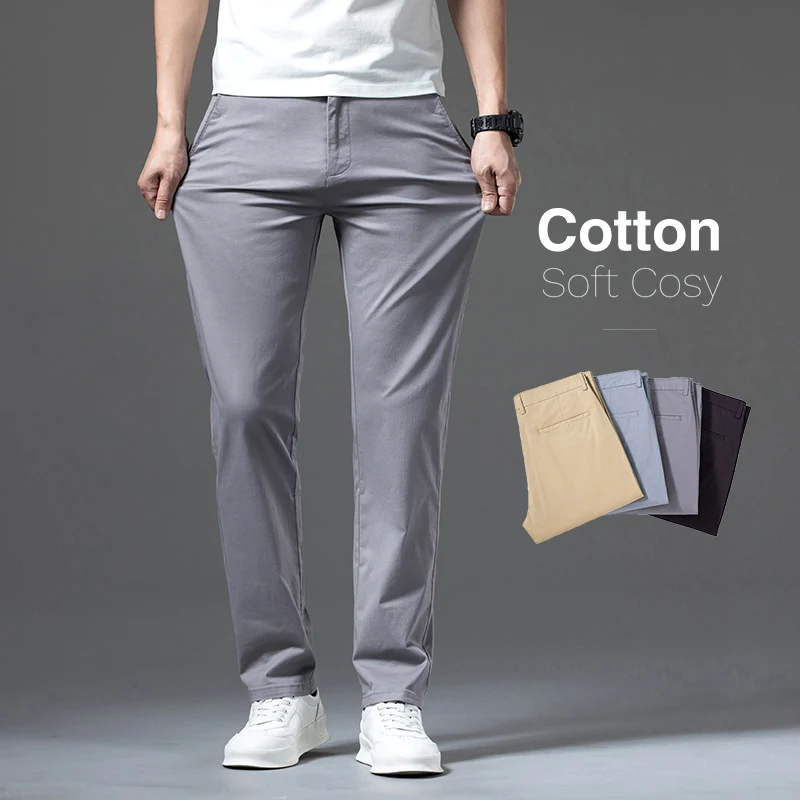 

Men's New in Business Pants 97% Cotton classic style Straight Casual Fashion Comfortable Male Elasticity Trousers