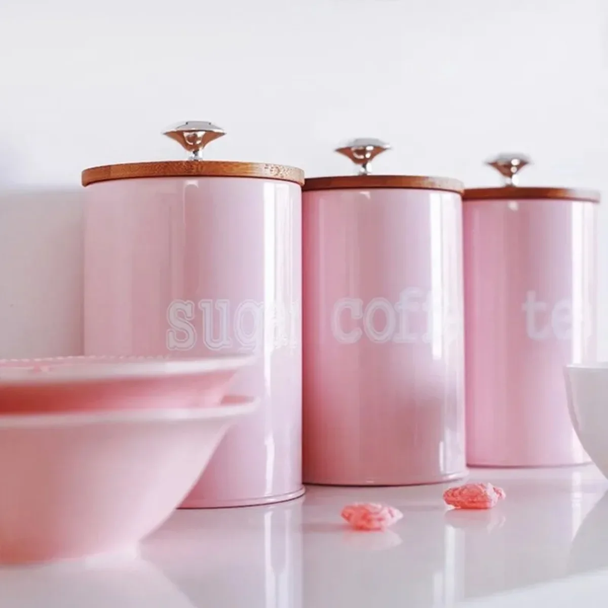 Storage Tanks Steel Kitchen Utensils Multifunction Color Tea Coffee Sugar Square Box Househould Mason Candle Jars with Lid