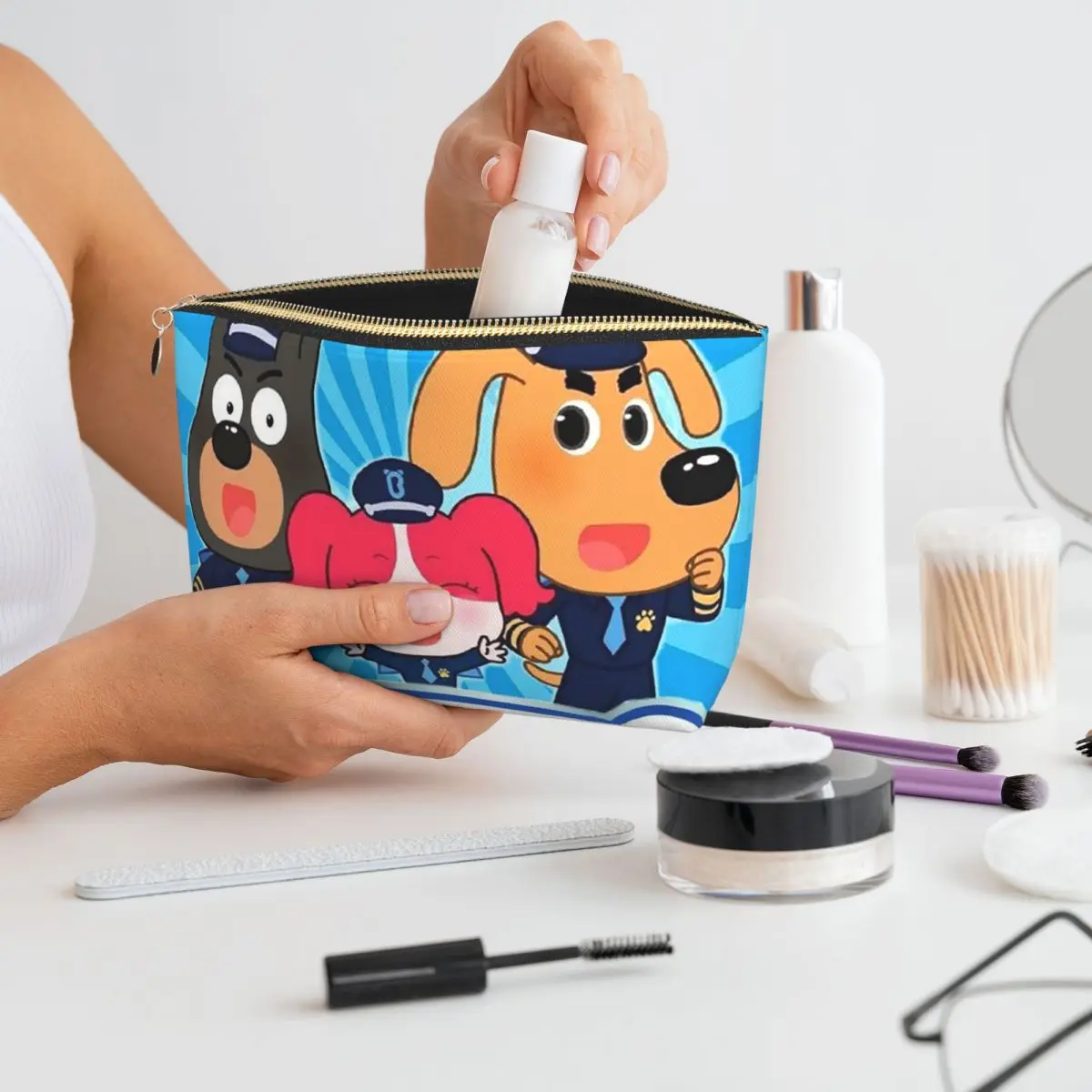 

Sheriff Labrador Women Cosmetic Bag Travel Makeup Organizer Pouch Toiletry Storage Dopp Kit Case