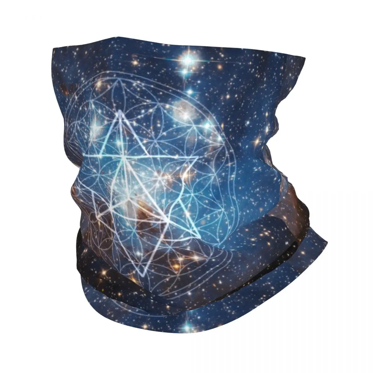 Merkaba In Flower Of Life Bandana Neck Gaiter Windproof Face Scarf Cover Sacred Geometry Geometric Space Headband Tube Balaclava