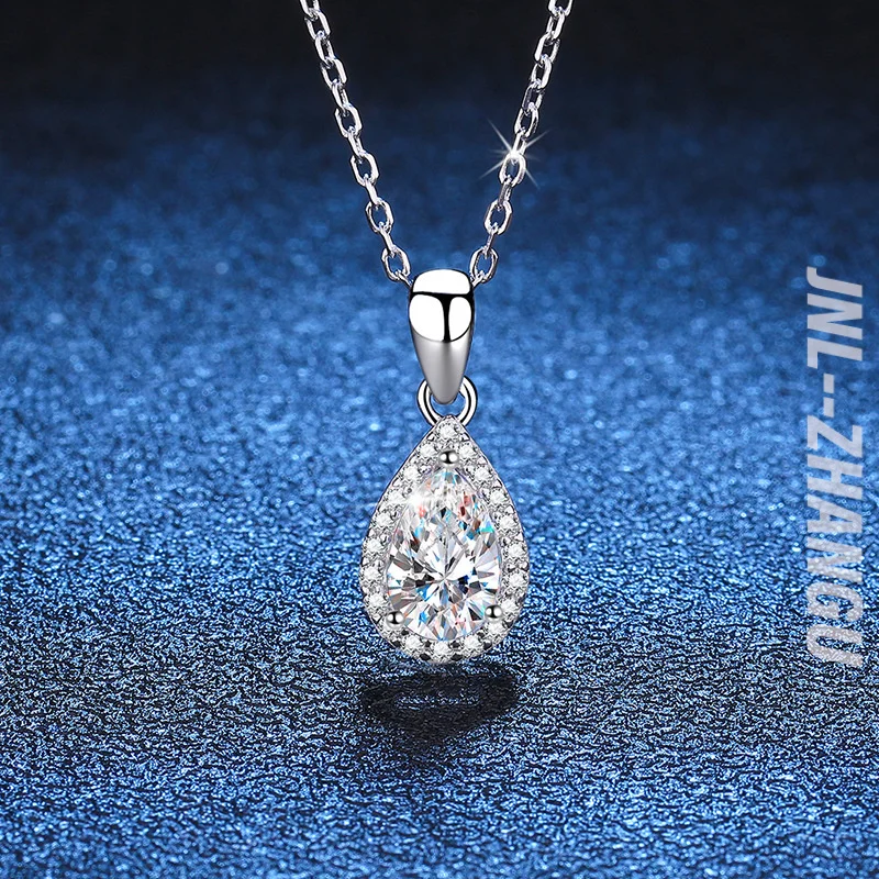 

Light Luxury Micro-set Full of Diamonds D Color Moissanite Teardrop Pendant S925 Sterling Silver Necklace Female