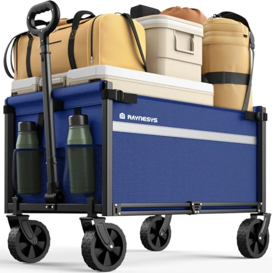 

Складная тележка-вагончик на колесах, грузоподъемность 330 фунтов, портативная универсальная тележка для продуктов, спорта, сада, покупок, кемпинга