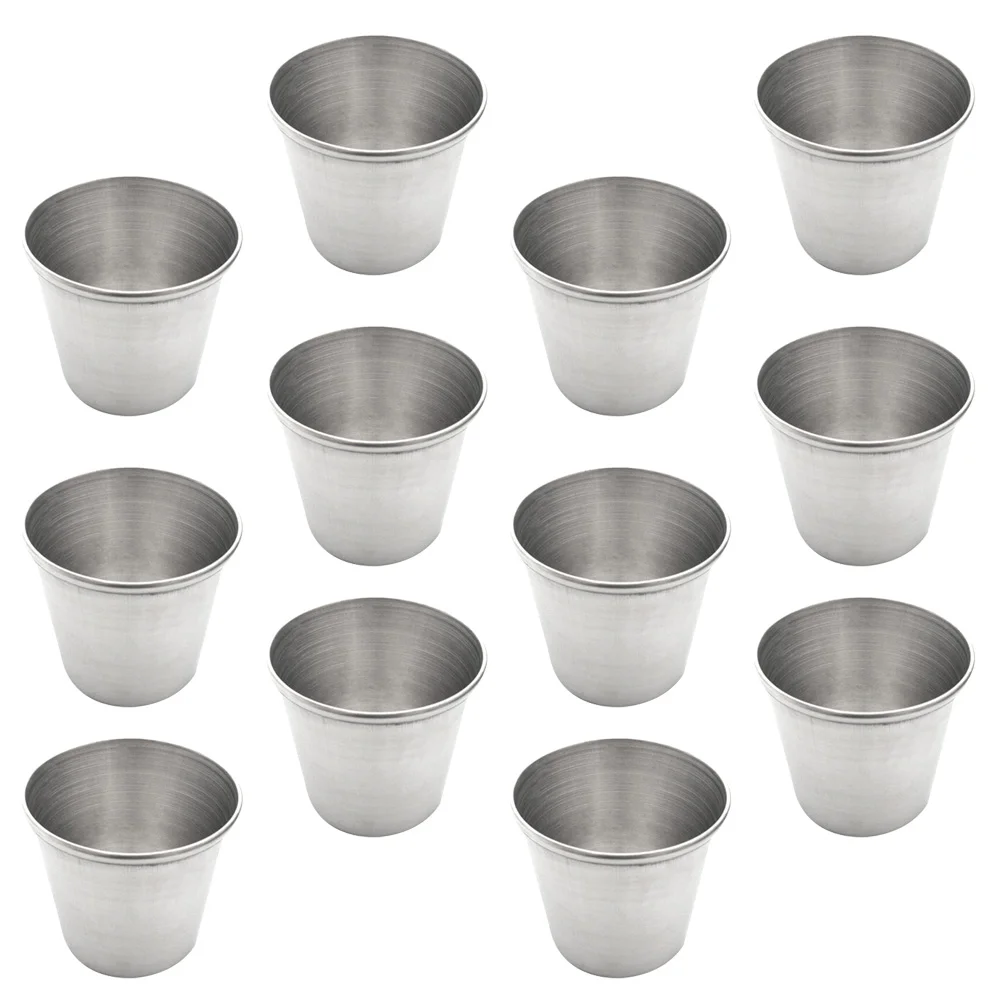 

12 Pcs Stainless Steel Glass Portable Drinking Tumbler Cup Syrup Anti-rust Shot Cups Spirits Tea Milk Mug