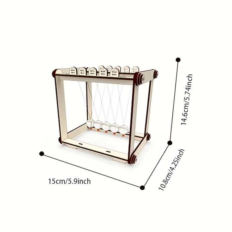 DIY Wooden Newton Pendulum Kit STEM Educational Science Experiment Model Building Newton's Cradle Balance Balls Desk Toys