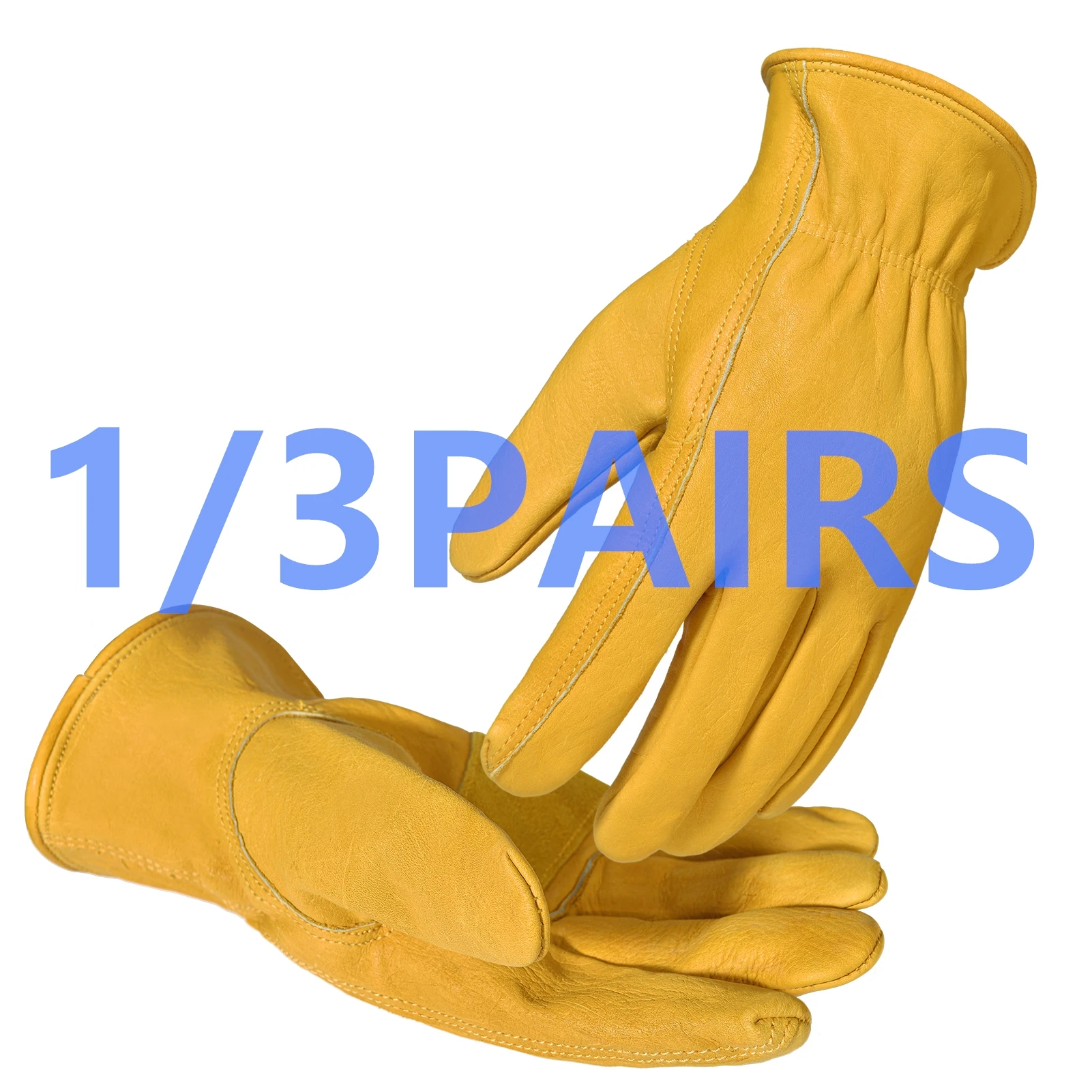 1/3Pairs Heavy-Duty Work Gloves - Cowhide Leather Gloves  for Workshops & Errands Adults