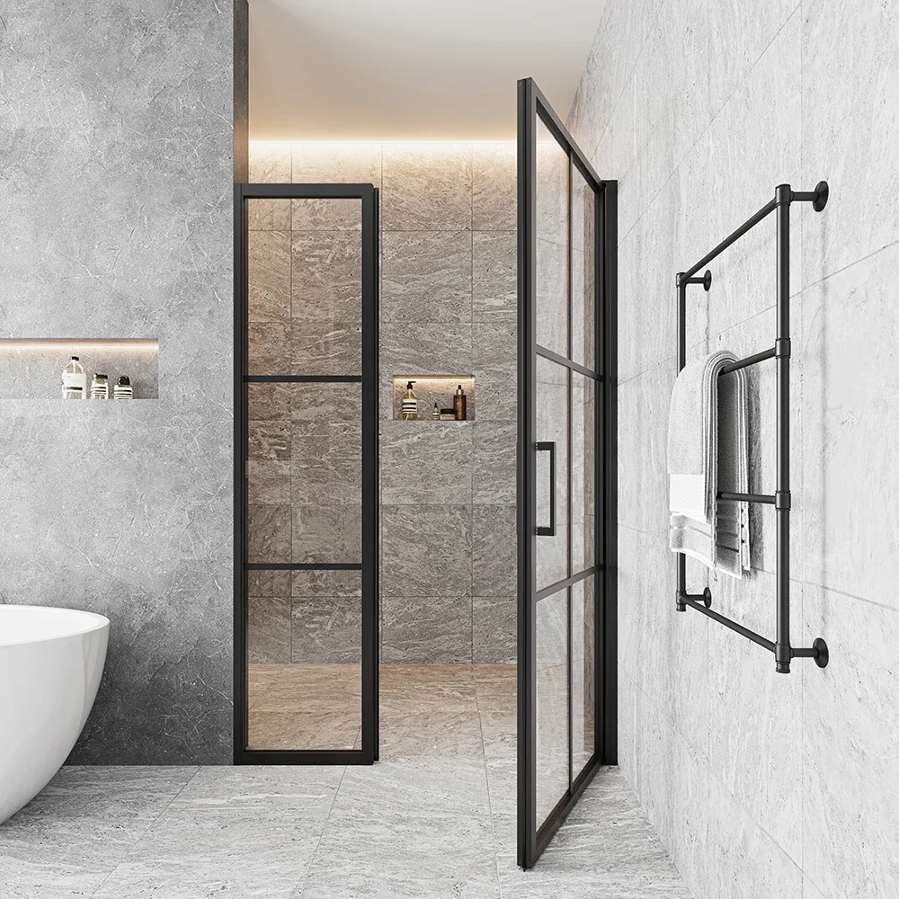 Modern Design 10mm Tempered Glass Shower Screen Pivot Shower Door With Aluminium Frame Bathroom Glass Partition