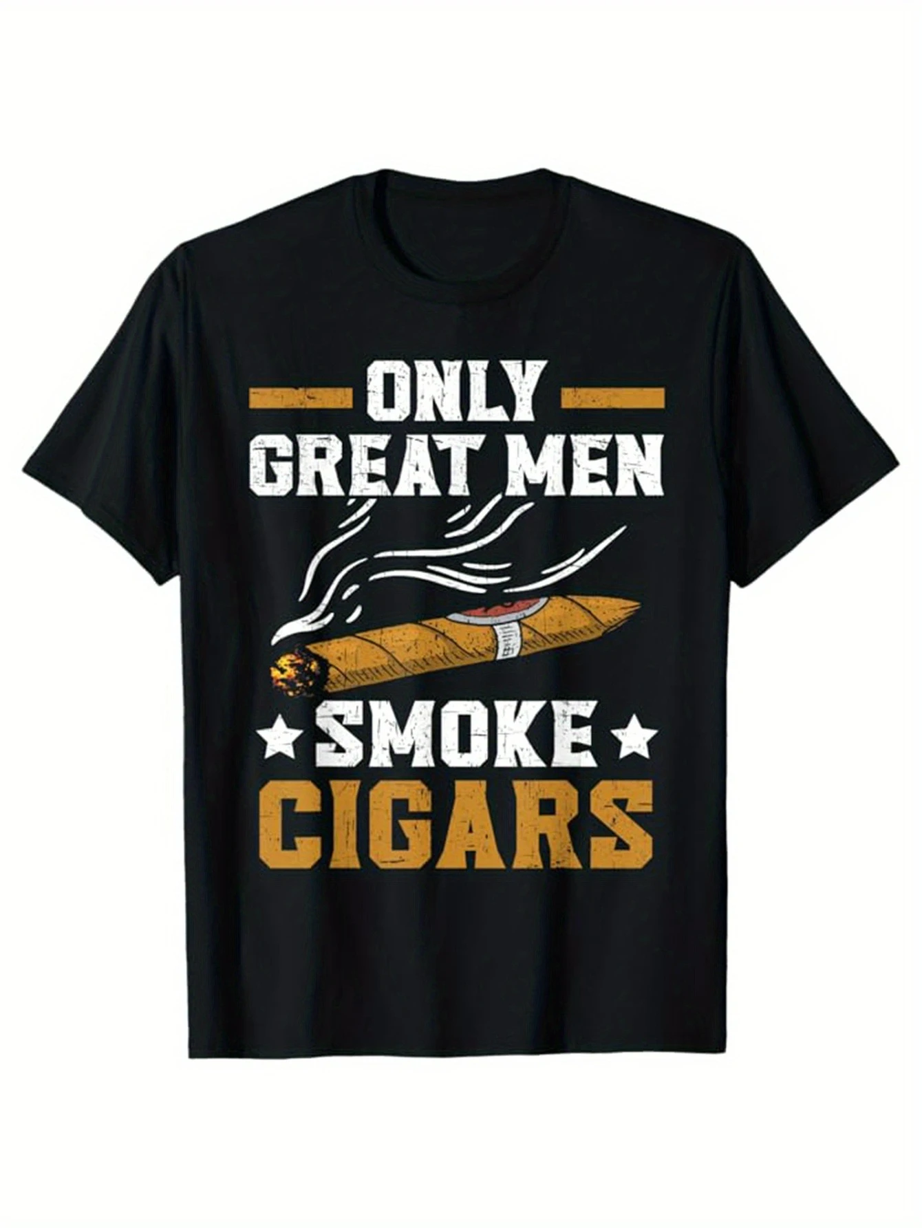 

Men's 100% cotton T-shirt with cigar print, soft and comfortable short-sleeved round neck T-shirt.