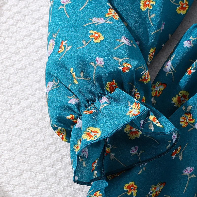 Kids Casual Dress for Girls Clothes Autumn Winter 2024 New Child Cute Flower Print Long Sleeve Princess Dress Fashion Clothing