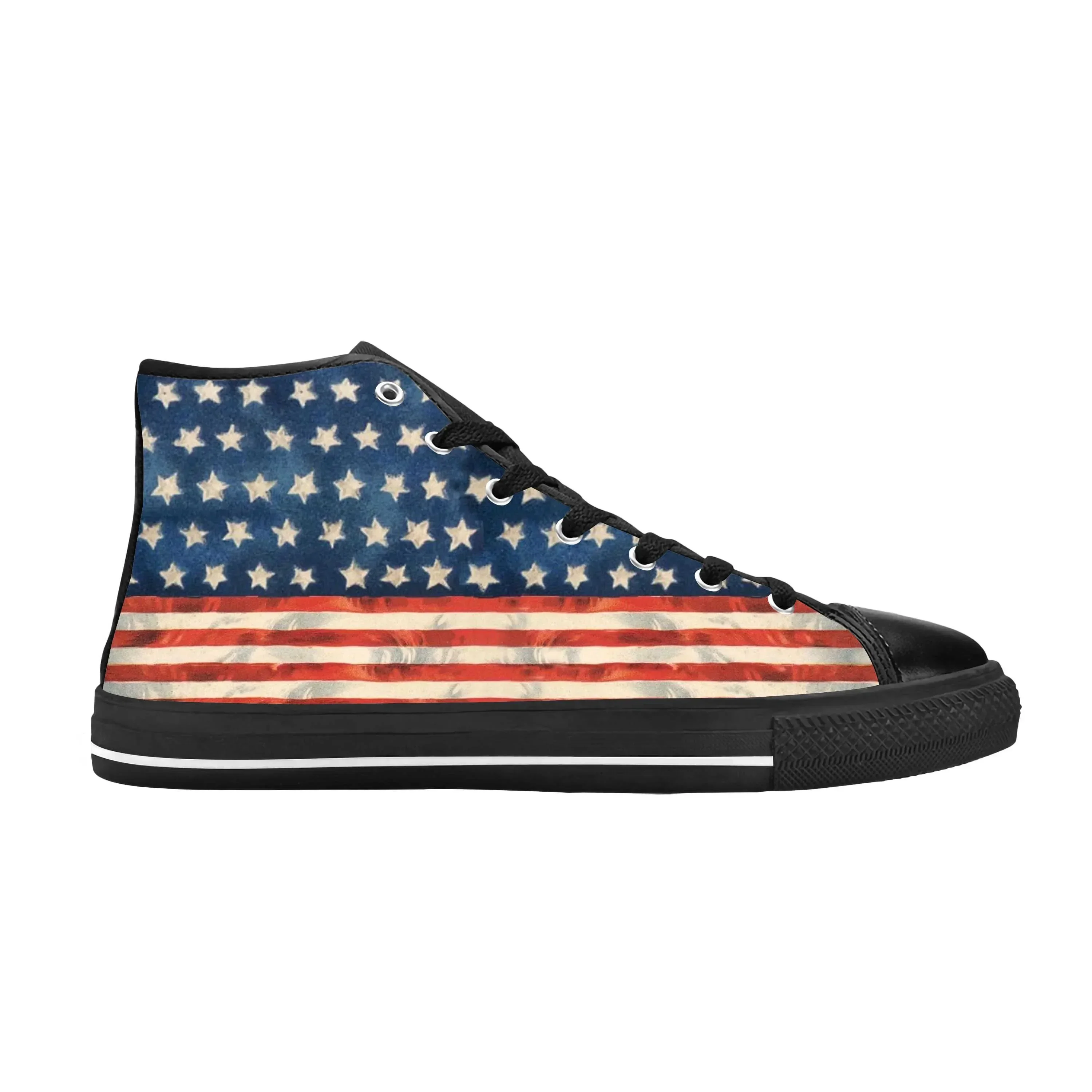 Hot United States USA American Flag Stars Stripes Casual Cloth Shoes High Top Comfortable Breathable 3D Print Men Women Sneakers