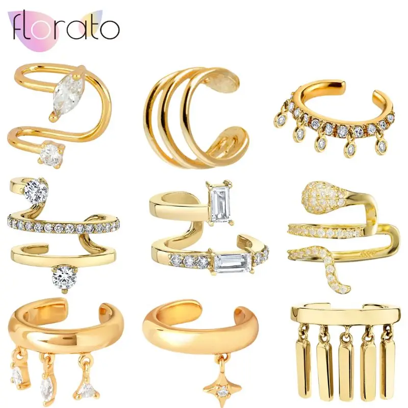 

1PC 24k Gold and Silver Plating Multiple Styles C Shape Ear Cuff for Women No Pierced Geometric Small Earcuff 2023 INS Jewelry