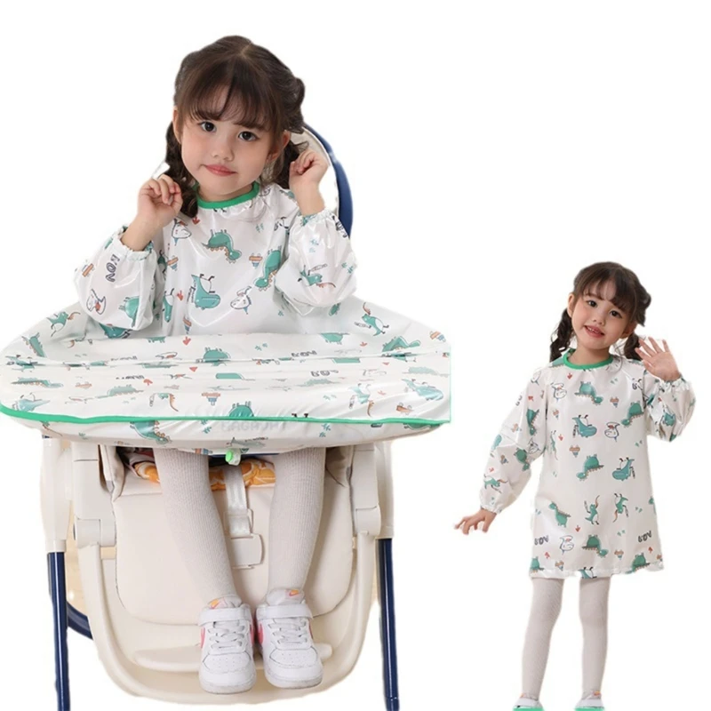 Baby Feeding Bibs Drooling Apron Coverall Long Sleeve Weaning Bibs Waterproof Baby Bibs Fully Cover to Baby Highchair