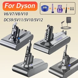 다이슨 V6 V7 V8 V10 충전식 배터리, SV10 SV11 SV12 DC59 진공 청소기 배터리, 소니 배터리 셀용 DC58 배터리, 6Ah