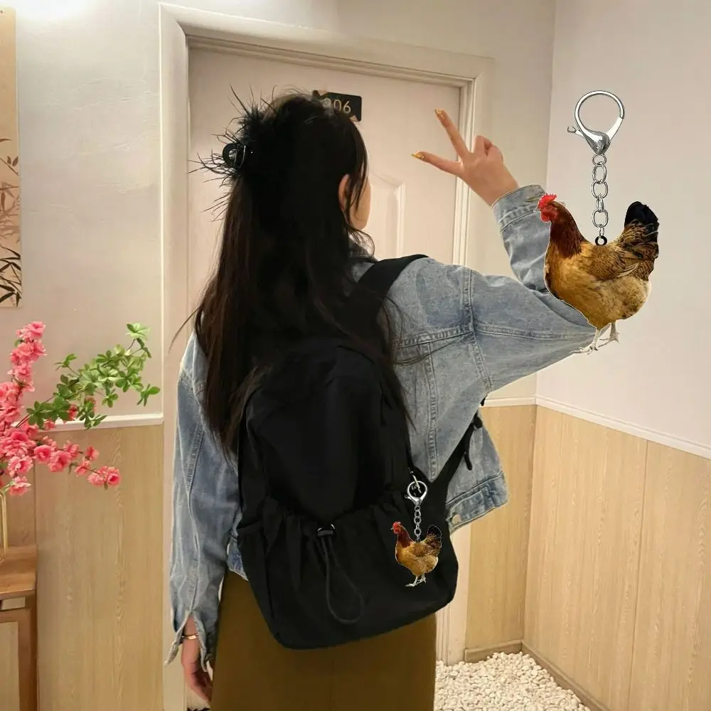 Car Key Pendant Rooster Chicken Acrylic Keychain Acrylic Creative Backpack Pendant Hen Funny Bag Hanging Couple