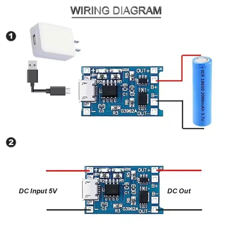1-10PCS 5V 1A Micro/Type-c/Mini 18650 TP4056 Lithium Battery Charger Module Charging Board with Protection Dual Functions Li-ion