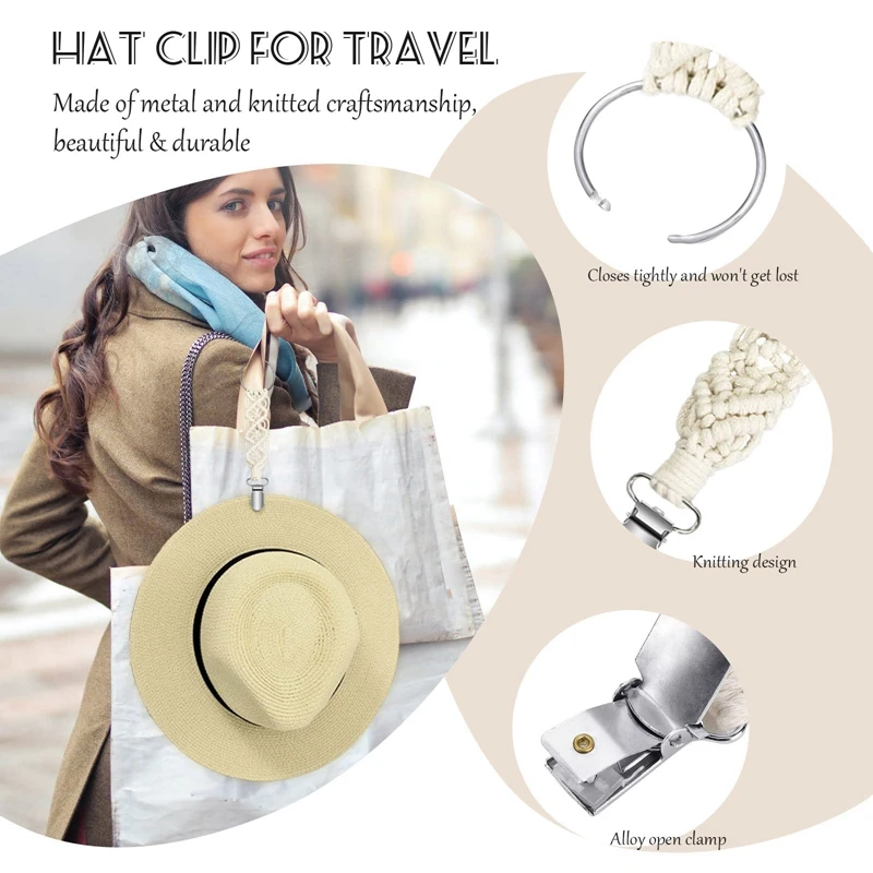 3Pcs Cotton Hat Clip Knitting Travel Hat Clip For Travel, For Bag Backpack Luggage, For Women