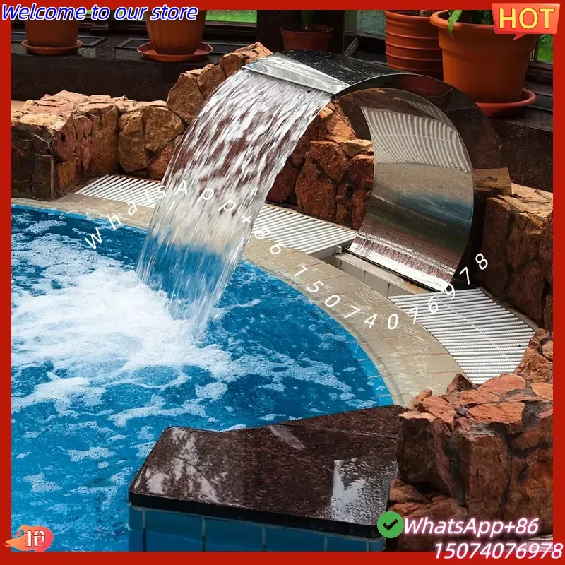 2026New Stainless Steel 304 Pool Fountain Silver Color for Ground Pools Garden Outdoor Waterfalls Sheer Descent Pond Water