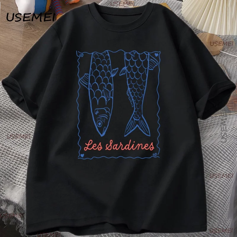Trendy Sardines T Shirt Aesthetic Fish T-Shirt Summer Short Sleeve Coastal Tee Ocean Men Clothing Man Women Casual Clothes Tees image 2