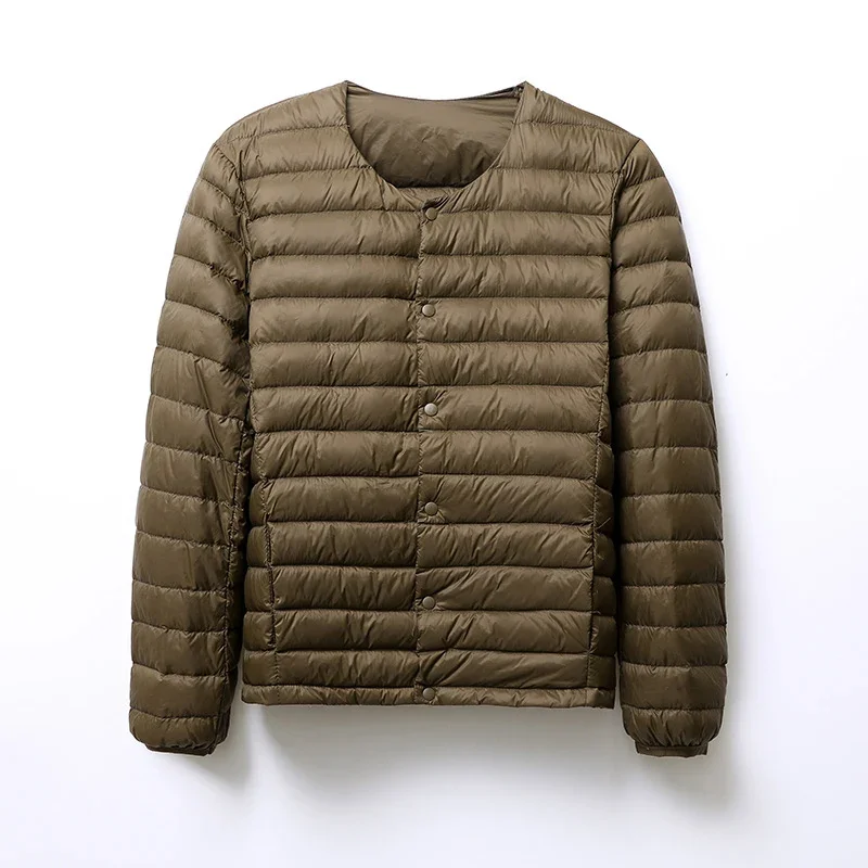 Schinteon Men White Duck Down Jacket UltraLight Thin Coat V-Neck Casual Short Outwear Autumn Winter Liner Clothing 2026 New