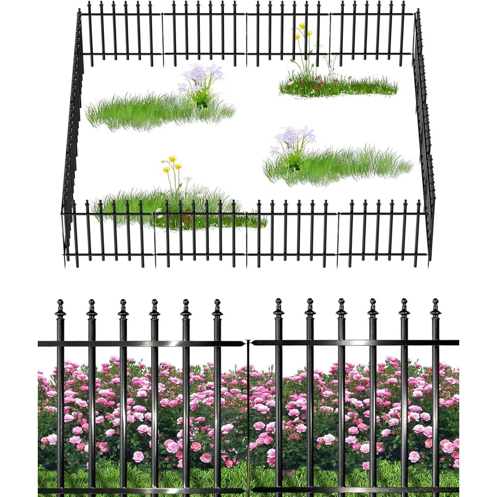 

12-Panel Square Pet Playpen, 24in H x 24t L, Thickened Hollow Iron Tubes, Multi-pose Metal ence or Dogs, Gardens & Patio