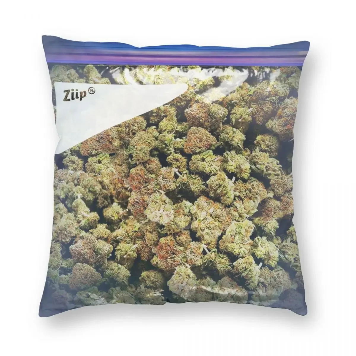 Weed Zip Lock  Extra Large Dank Square Pillowcase Polyester Velvet Linen Printed Zip Decor Pillow Case for Home Cushion