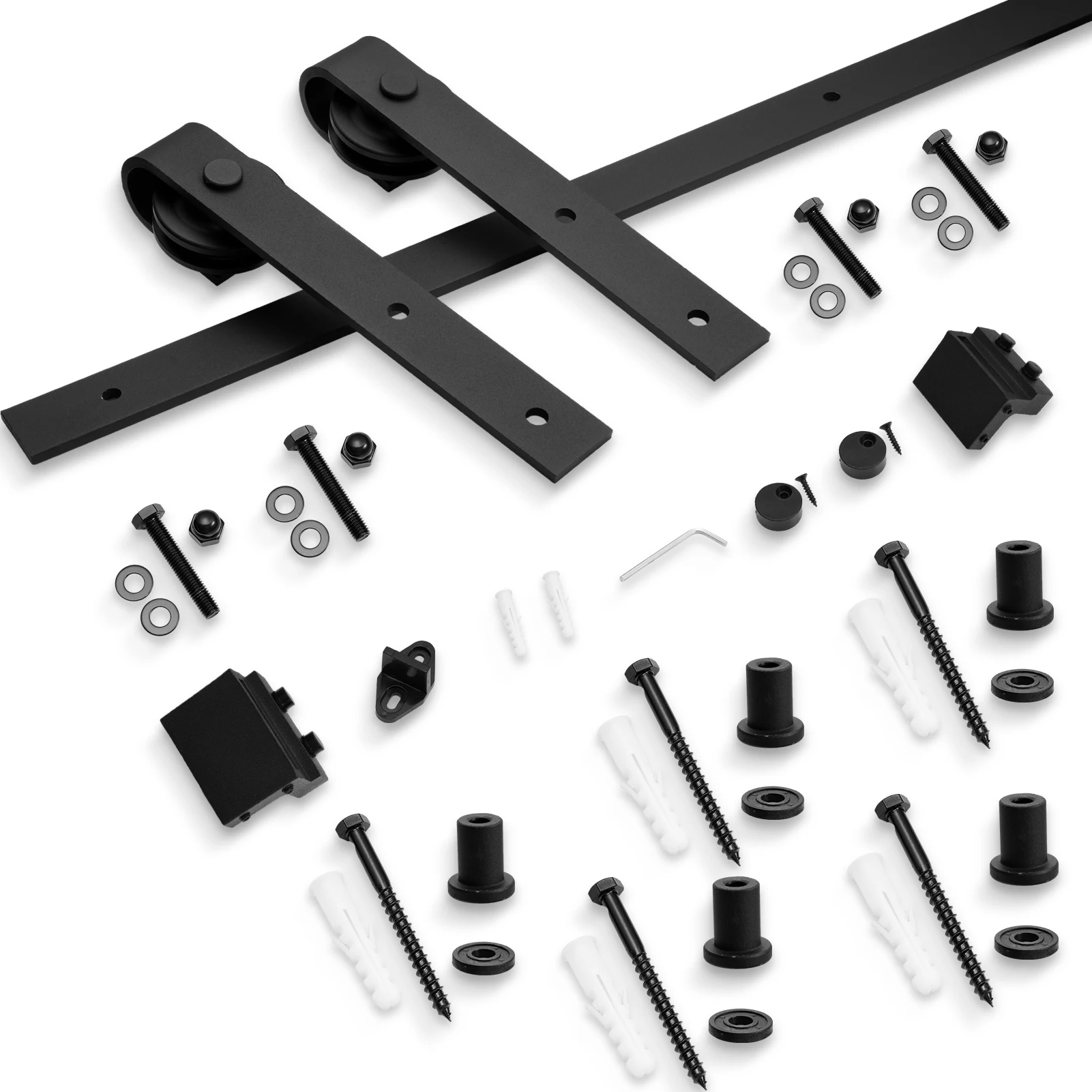 Sliding Barn Door Hardware Kit 220LBS Heavy Duty Double Door Track Kit with Smooth Silent Pulley for Interior Barn Doors