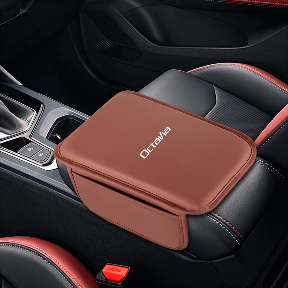 Car Seat Armrest Box Protector Cushion Storage Box Cover Pad For Skoda S Rapid Scala Kodiaq Fabia Kamiq Karoq Octavia A2 A5 A7 view 5