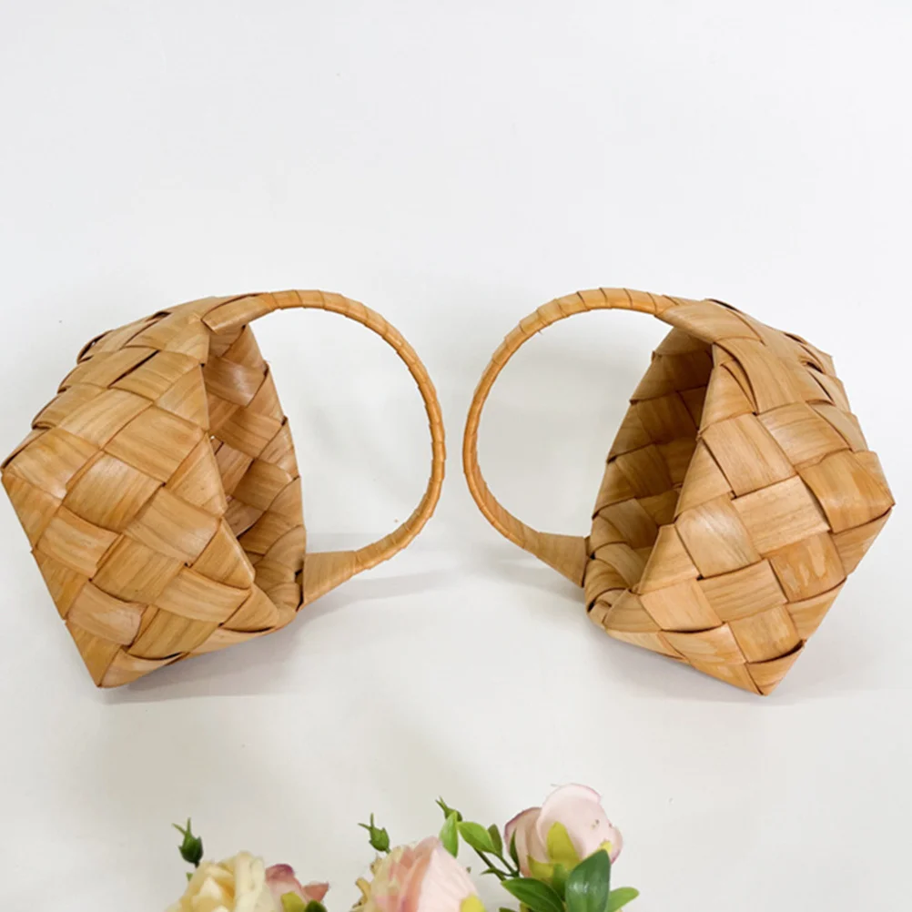 

2Pcs Hand Woven Flower Baskets Natural Multipurpose Decorative Floral Basket for Desk Corridor Hotel Restaurant Decor