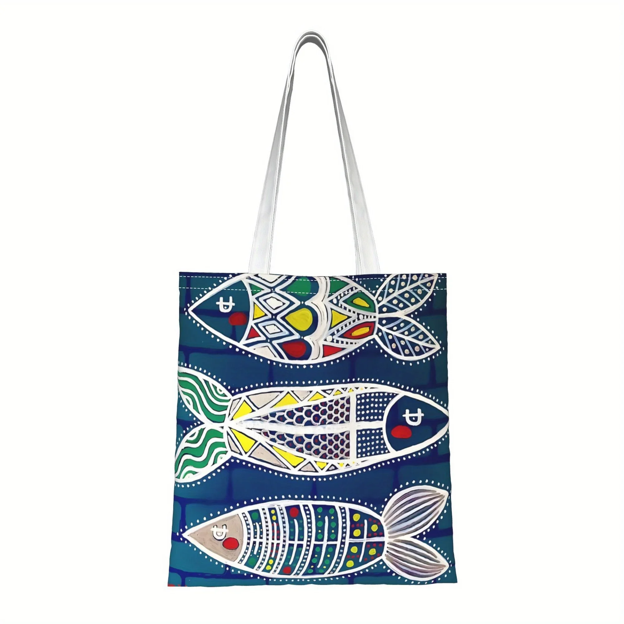 Shopping Bags Canvas Printing Cute Daily Tote Bag Sardines Perfect for Shopping Stylish Minimalist Design