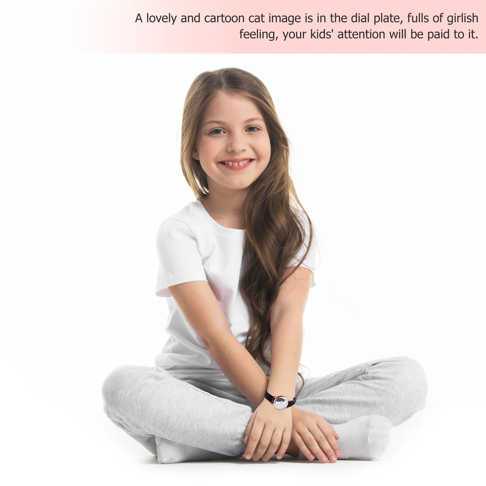 كارتون القط المعصم فو سهلة القراءة حزام الساعة سبائك الزنك الهاتفي ساعات حركة الكوارتز