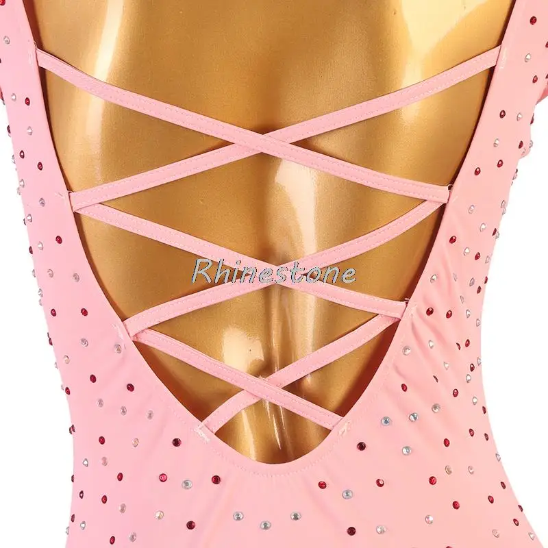 Pink Modern Dress National Standard Large Swing Skirt With Diamond Inlay Social Dance Waltz Performance Competition Uniform New