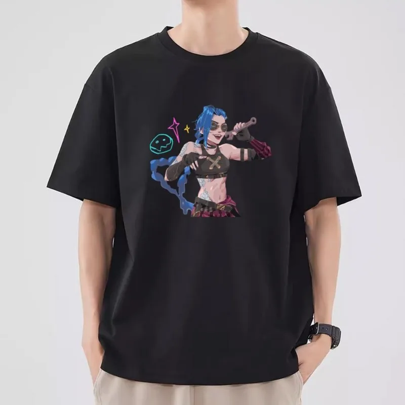 A-Arcane JINX T Shirt Women Couple Combination Clothes Short Sleeve Collar Fashion T-shirt Man Cotton