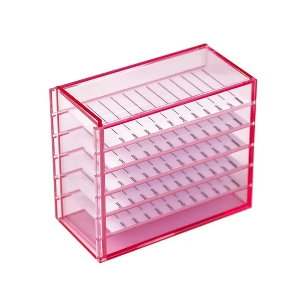 1/5 Layers Eyelash Extensions Storage Box Lash Stripes Tile Dust-proof Cover Lash Holder Transparent Acrylic Pallet