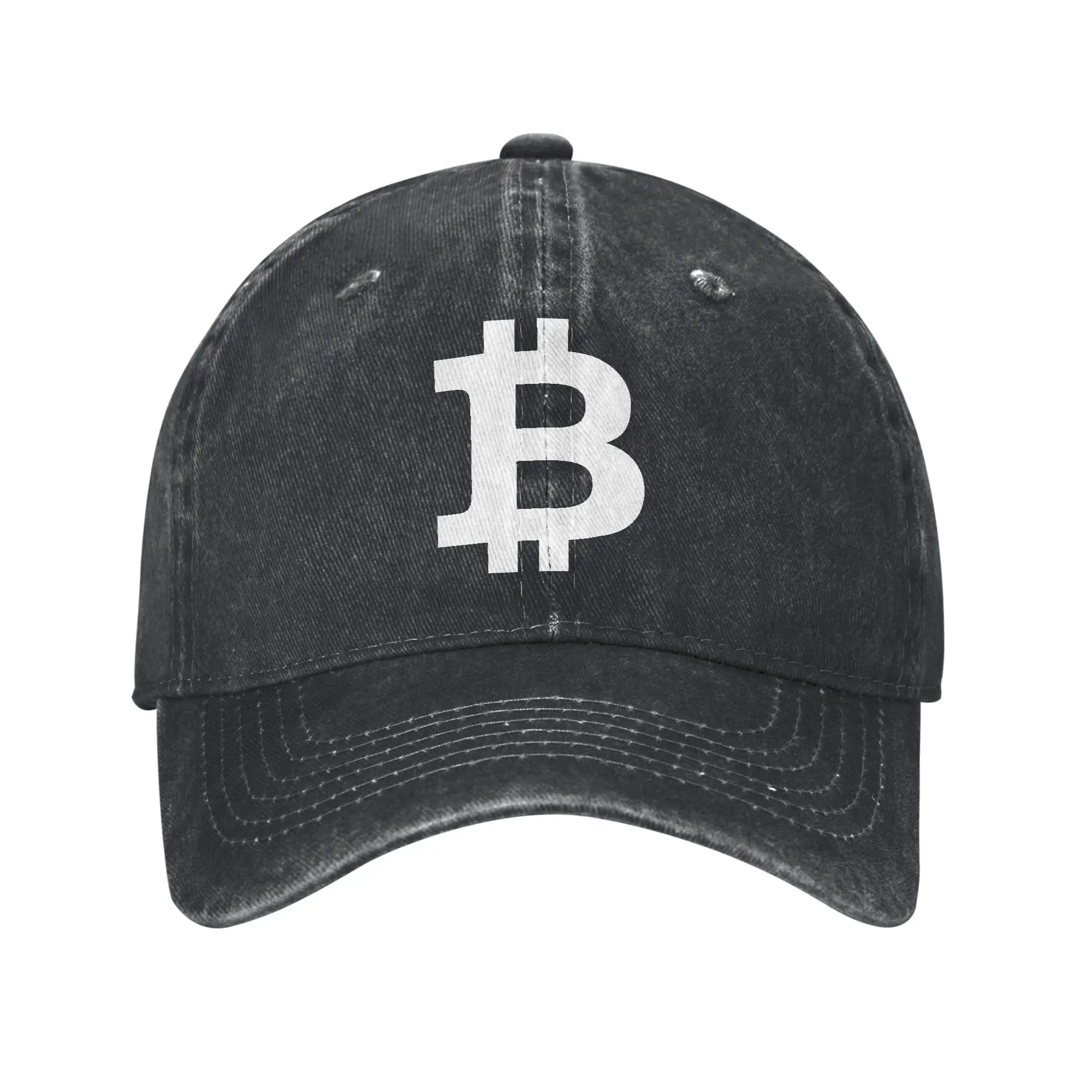 Orange Bitcoin Logo Men Women Baseball Caps  Distressed Washed Caps Hat Classic Outdoor Running Golf Fit Snapback Cap