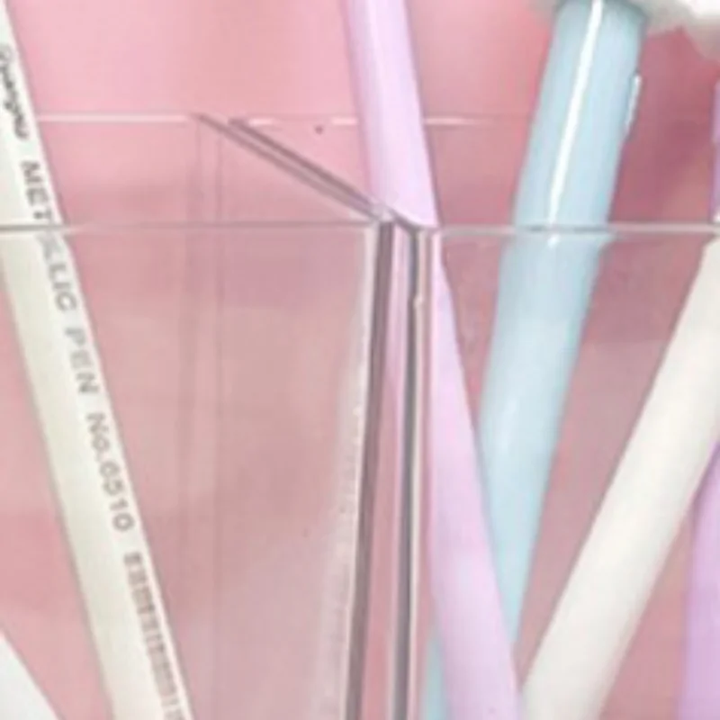 Clear Plastic Pen Pencil Holder, Clear Makeup Brush Holder Cup Storage Office Desktop Desk Table Stationery Organizer