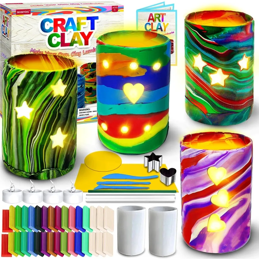 

Make Your Own Clay Luminaries Arts and Crafts kit for Boys Girls and Teens Age 6 7 8 9 10 11 12 Year Old and up Creative Clay L