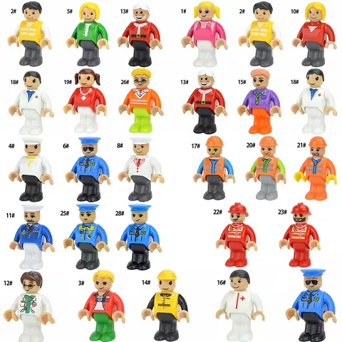 MOC All Kinds of Small Man Doll Model Figures Train Character Railway Accessories Educational Gift Kid For Biro Wood Track Toys
