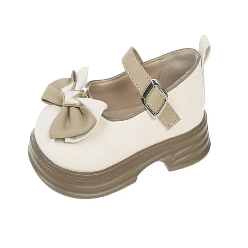 Mary Gasoline-Chaussures en cuir pour petites filles, Chaussures de princesse couronne coréenne, Semelle souple, Noeud simple, Académie, Automne, Nouveau, 2023