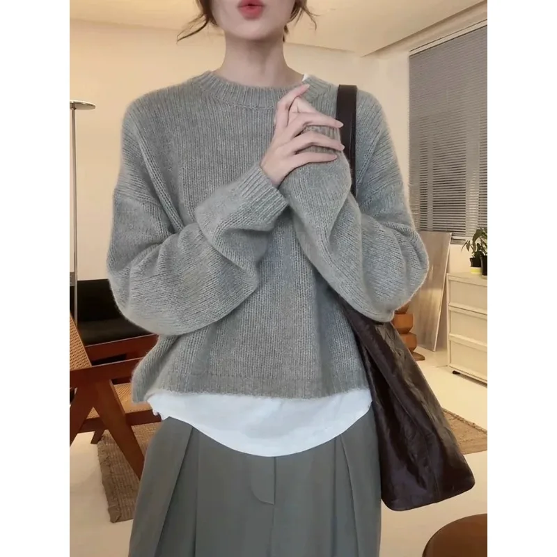 High Quality Wool Sweater Loose Casual Women Autumn Winter Jumpers Knitwear Soft Warm Tops Chic Femme Pullover O-Neck Sweater