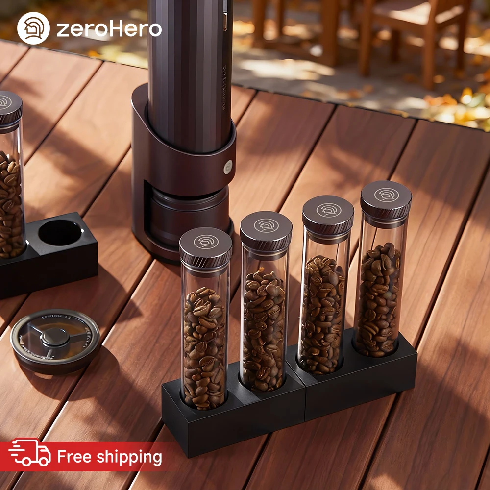 zeroHero Coffee Bean Dosing Tubes Magnetic Base 25g Single Dose Storage with One Way Valve for Espresso Home Cafe Travel Brewing