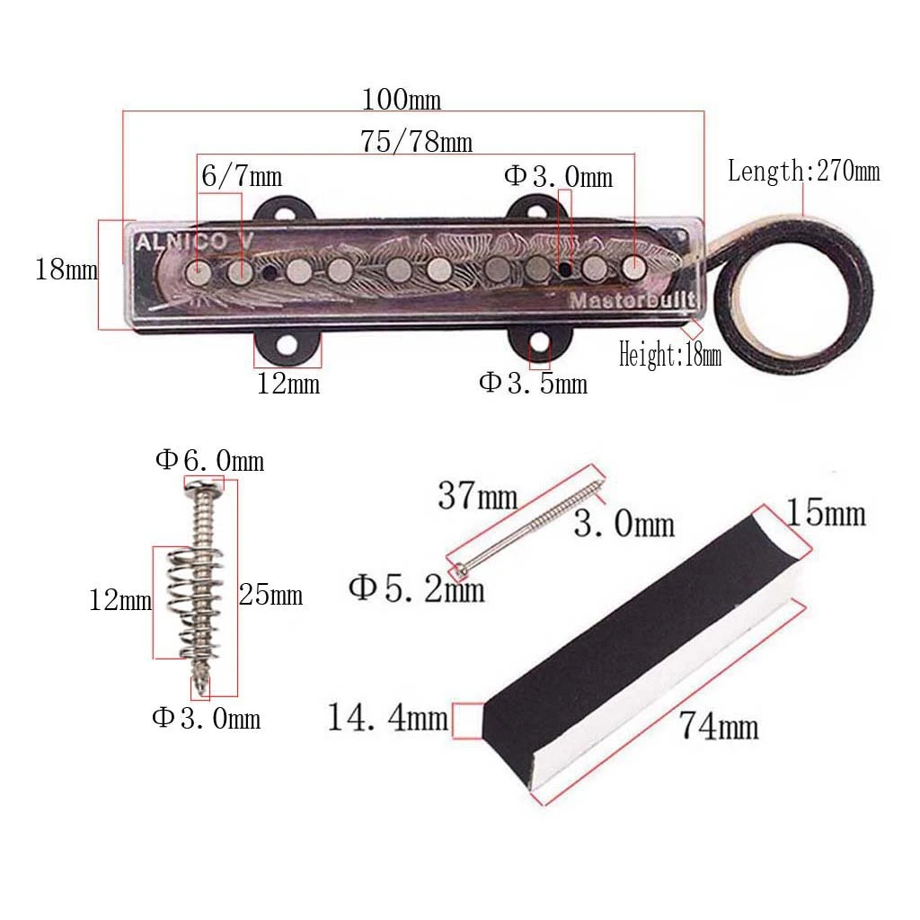 Guitar Parts Pickup Humbucker Alnico 5 for 5 String JB Bass Guitar Accessory